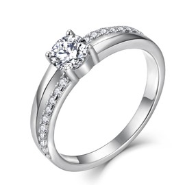 YL Women's Engagement Ring, 925 Sterling Silver Ring, Women's Cubic Zirconia Rings, Silver Rings, Wedding Rings, Sterling Silver, Cubic Zirconia