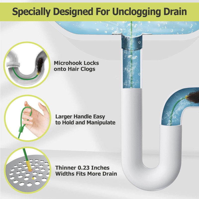 50 Inch Drain Snake Hair Clog Remover, 4 Pack Metal