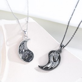 XIXLES Yin Yang Dragon Necklace 925 Sterling Silver Yin Yang Matching Pendant Necklace,Dragon Couples Friendship Jewelry for Women with Gifts Box