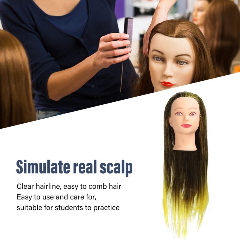 Gradient Wig Hair Mannequin Head Hairdressing Styling Training Braiding Doll
