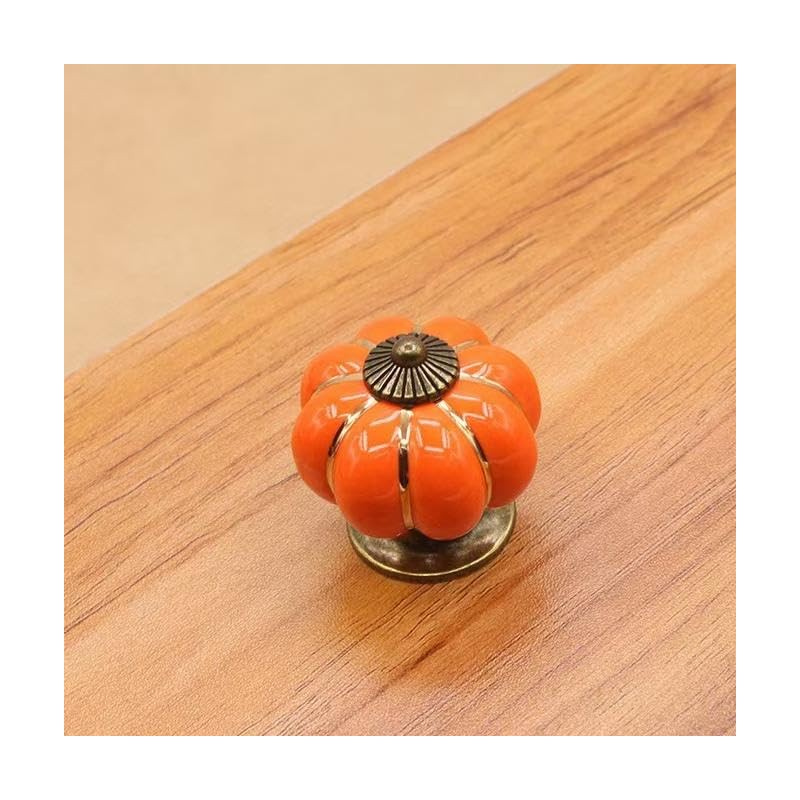 CYILIUEN Pumpkin Ceramic Knobs with Screw Gasket and Screwdriver Orange
