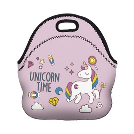 Insulated Neoprene Lunch Bag for Women,Men and Kids, Reusable Soft Lunch Tote for Work School (Unicorn TIME)
