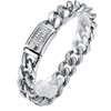 ROWIN&CO Cuban Link Bracelet Mens Silver White 15mm Thick Stainless