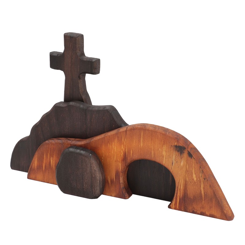 Wooden Tomb Cross Decor Empty Tomb Easter Decor for Home