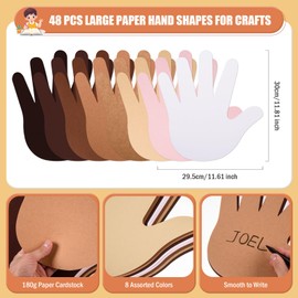 FOBSME 48 Pcs Multicultural Hand Cutouts 11.81x11.61 Inch Large Paper Handprint Shapes Skin Color Paper Cut-Outs Big Cardboard Hands Die Cuts for Kids Classroom Multicultural Diversity Craft Projects