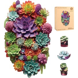 Delobil Puzzles for Adults 500 Pieces with Puzzle Saver - Succulent Wooden Puzzle Unique Adult Jigsaw Puzzles Brain Teaser Family Game Gift 20.5'' X12.6''