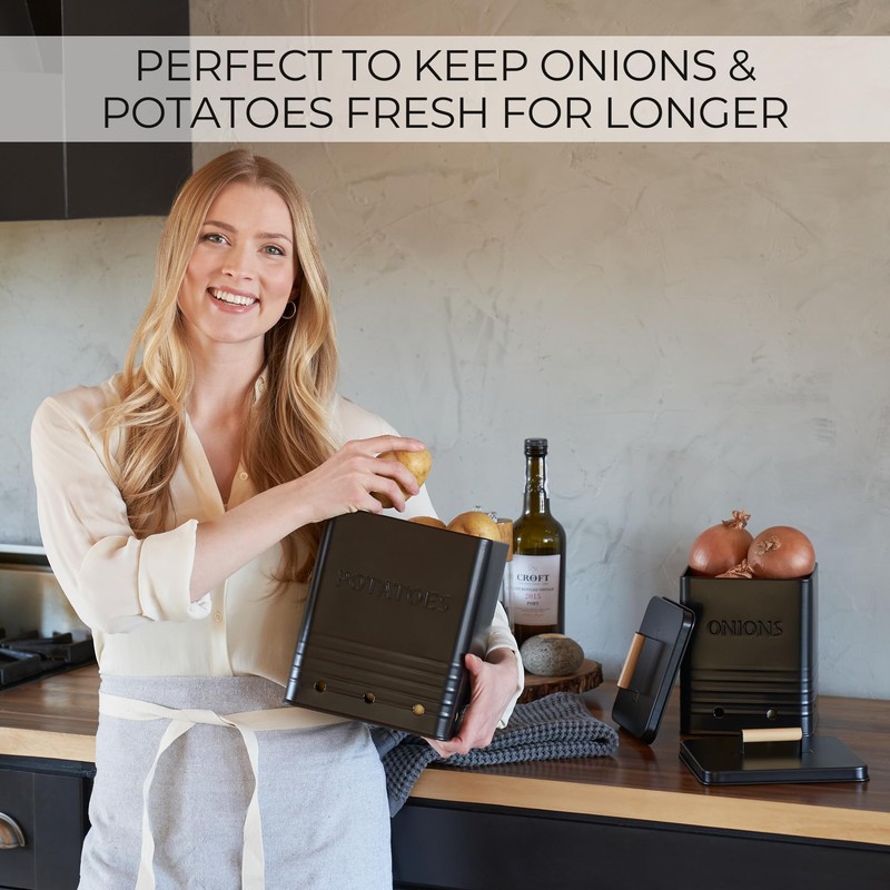 Beautiful Potato and Onion Storage Container Set - Perfectly Sized