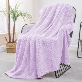 Exclusivo Mezcla Fleece Throw Blanket for Couch and Bed, 127x178 CM Soft Cozy Jacquard Flannel Blankets, Lightweight Fuzzy Plush Warm Throws for All Seasons, Lilac Purple