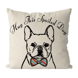 QIONG MENG Pillow Covers 18 x 18 Inch French Bulldog Throw Pillowcase Dog Lovers Friendship Gifts for Women Decorative Pillow Case Dog Cushion Case for Home Sofa Decorations
