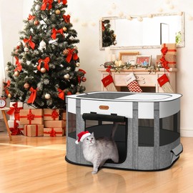 Seiyierr Foldable Pet Playpen - Cat & Puppy Playpen, Travel Dog Crate with Carrying Case, Cat Tent Dog Pen for Outdoor Camping Use