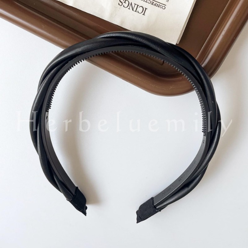 Herbeluemily Headband with Faux Leather, Cross, Twist, Braided Style, Rope