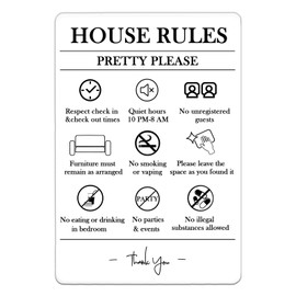 Air BnB House Rules Sign - Vacation Rental House Rules Signage, 4×6 Inches Acrylic Air Bnb Signs for Host to Post in House, Protect Your Property with Clear Rules