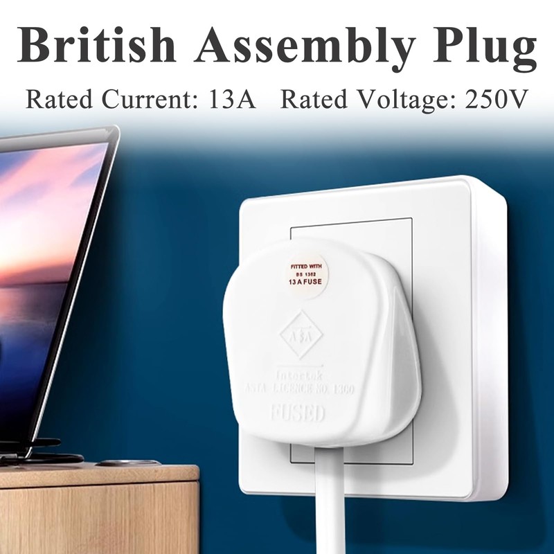 2 Pack 3 Pin Plug UK, 3 pin Mains Plug