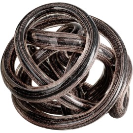 Torre & Tagus Orbit Hand Blown Glass Infinity Knot Sculpture, 4.5 Inch, Black