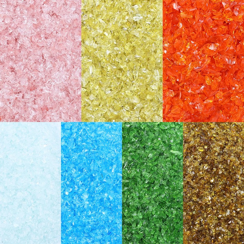 YINBEILIXU Crushed Glass Set of 7,Broken Glass Stones,1-3mm (Multicolor-e)