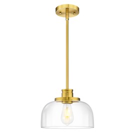 Emak 10 Inch Pendant Lights Kitchen Island, Brushed Gold Pendant Light Fixtures with Clear Glass Shade, Modern Island Lights for Kitchen, Dining Room, Bathroom, PL131-BGD-CG
