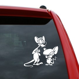Black Heart Decals & More Pinky and the Brain Vinyl Decal | Color: White | 5" tall