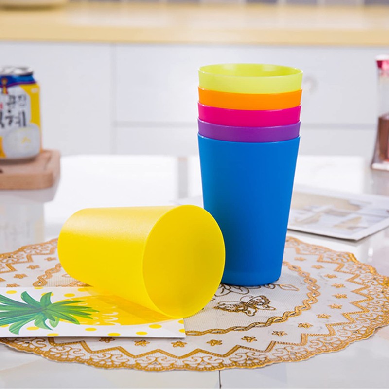 Saijer Rainbow Reusable Plastic Cups, 18 Pieces, Stack Shatterproof Party