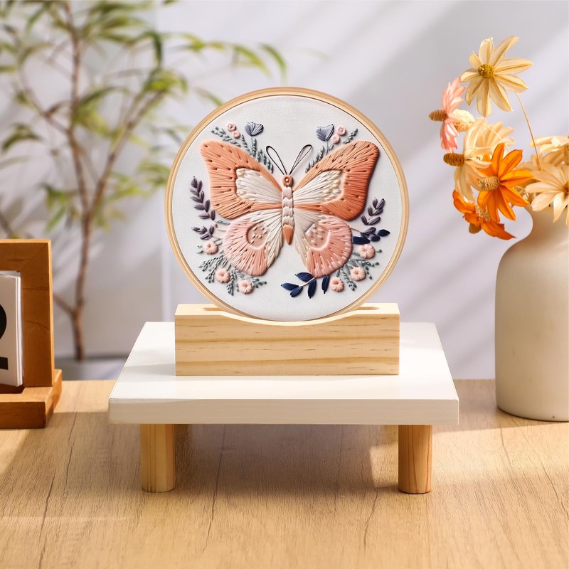 Chunful 6 Pcs Embroidery Hoop Display Stand Wooden Embroidery Frames