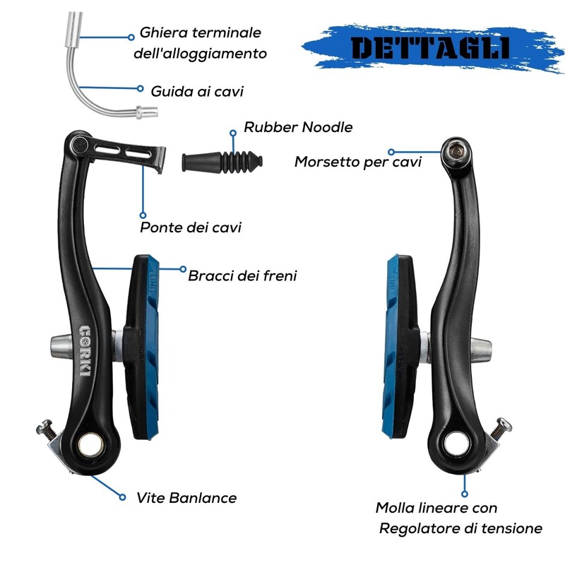 Corki Cycles Linear Mountain Bike V-Brake Set Front and Rear
