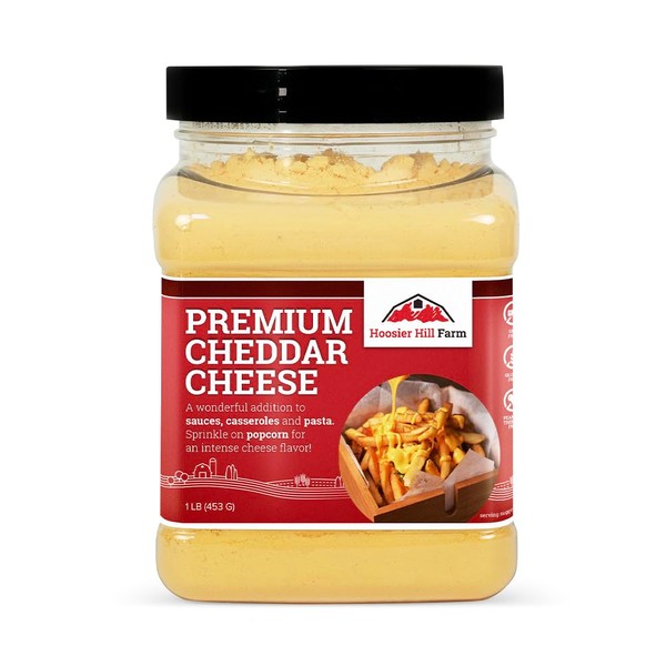 Premium Cheddar Cheese Powder, No artificial colors, by Hoosier Hill Farm, 1 LB ( Pack of 1)