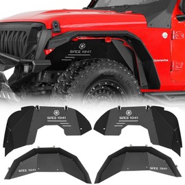 Hooke Road Aluminum JL Inner Fender Liners for 2018-2025 Jeep Wrangler JL & Unlimited 2 or 4 Doors (Exclude Rubicon 3.6L Engine), Front and Rear Wheel Well Liner Covers - 4PCS