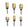 6Pcs Flush Trim Bit 6mm Shank Pattern Router with Bearing
