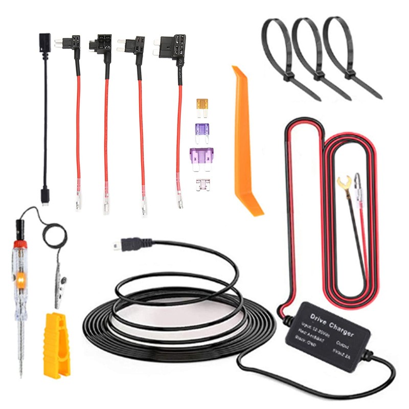 Kit de cableado para Dashcam, flexible, duradero, de 12 V‑30