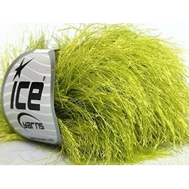 Apple Green Extra Long Eyelash Yarn Ice Luxurious Fun Fur 50gr 38yds