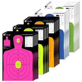 Atflbox 5-Color Silhouette Paper Target for The Range, 23X35 inch High Visibility Target Paper for Indoor and Outdoor Use, Suitable for Handguns, Pistols, Rifles, Airguns, Pellet BB Guns (25 Pack)