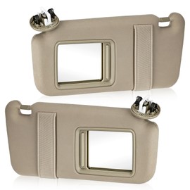 Driver & Passenger Sides Sun Visor with Light Fit for Toyota Camry (Only Fit Models with Sunroof) 2007 2008 2009 2010 2011, Replace for 74310-06770-B0, 74320-06800-B0 (Beige)