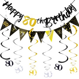 80th Birthday Man Woman Decoration, 80th Birthday Decoration Banner Swirl Set, Decoration 80th Birthday Man Streamers, 80th Birthday Decoration Garland Spirals Gold, Decoration 80th Birthdays, Party Decoration 80s Birthdays