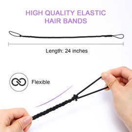 YOcity Hair Ties Braided Hair Ties for Long Thick Elastic Spiral Hair Ties for Women Ponytail Holders for Long Hair Swimming Sports (Pink-Navy Blue-Red)