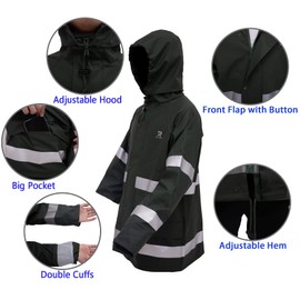 Rain Suits for Men Waterproof Rain Jacket Coat Pants Heavy Duty Women Fishing Rain Gear Workwear (Forest Green, X-Large)