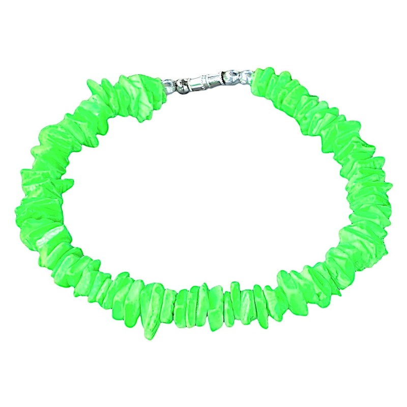 BlueRica Puka Chip Shell Anklet (Solid Color) 10" (Neon Green)