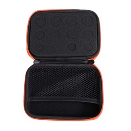 Minkissy 12 Bottle Essential Oil Storage Case - Orange EVA Travel Carrying Case with Soft Foam Interior, Mesh Pocket & Compartments
