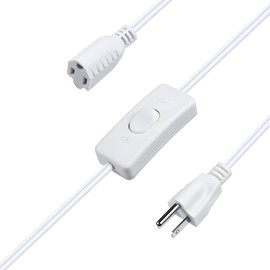 Evenpop Long Extension Cord with Switch On/Off 3 Prong 18 AWG 6.56 FT Indoor Power Cord for Indoor Use - White