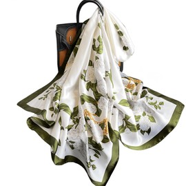 MAIRY Silk Scarf Shawls and Wraps for Women Ladies Fashion Oversized Flower Satin Scarves Long Lightweight - 180200