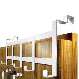 4smile Door Coat Rack for Hanging, White, Stainless Steel Door Coat Rack Inside, Space-Saving Door Hooks for Hanging, Sturdy Door Hooks Inside, Door Hook Rail for the Back of the Door