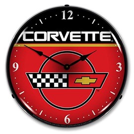 The Finest Website Inc. New C4 Corvette Retro Vintage Style Advertising LED Lighted Clock - Ships Free Next Business Day to Lower 48 States