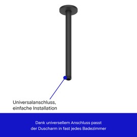Duravit Universal Shower Arm Ceiling Mount Shower Arm 300 mm Round Black Matt