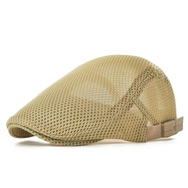NALITARE Newsboy Beret Ivy Cap Cabbie Flat Cap Adjustable Men Breathable mesh Summer Hat (Beige)