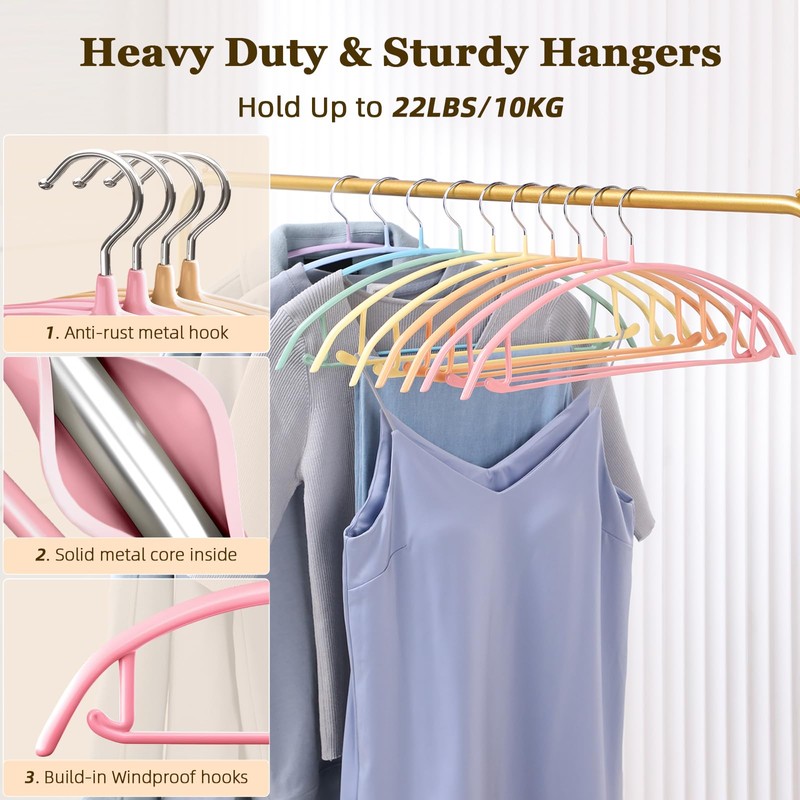 MOPALL Clothes Hangers 28 Pack, Non Slip PVC Coating Metal