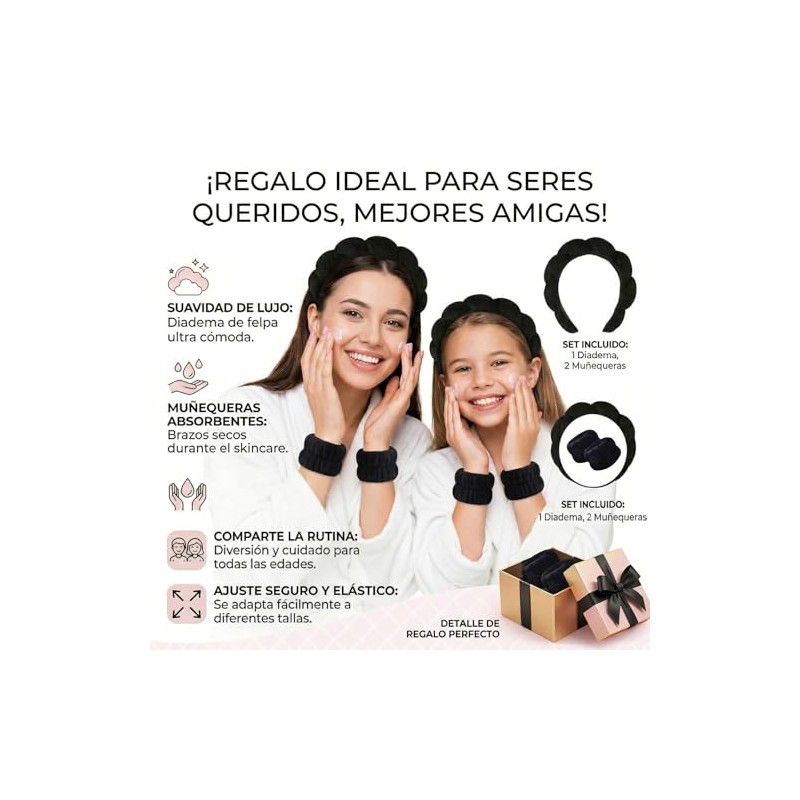 Set negro de 14 piezas MODAMNGL con diadema nube, pulseras,
