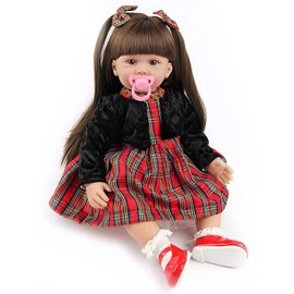ZIYIUI Reborn Dolls Toddler 24 inch 60cm Lifelike Baby Dolls Toddler Girls Soft Body Silicone Vinyl Reborn Dolls with Long Hair Realistic Kid Dolls Best Children Gifts/Nice Doll 3+