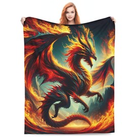 Manta de dragones de forro polar suave de franela para hombres, niños, mujeres, amantes de adultos, para sofá, cama, decoración de habitación, 40 x 50 pulgadas