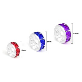 200Pcs 8mm Rondelle Spacer Beads Silver Plated AB Color Crystal Rhinestone for Jewelry Making Loose Beads for Bracelets