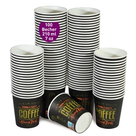 GoBeTree 100 Paper Cups 210 ml / 7 oz for Coffee and More, Coffee Cups, Disposable Coffee Cups