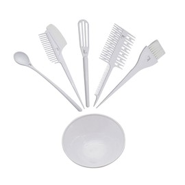Minkissy 6pcs Hair Dyeing Tool Set Mixing Bowl Combs Brushes Essential Supplies for Salon Home Use for Coloring Highlights Lowlights White