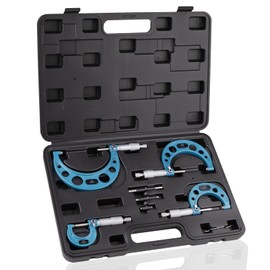 Beaiguna 4PCS Micrometer Set, 0-1"/1-2"/2-3"/3-4" Machinist Outside Micrometer Measuring Tool, Ultra-Precision 0.0001" Graduation Micrometers, Professional Machinist Tools Set